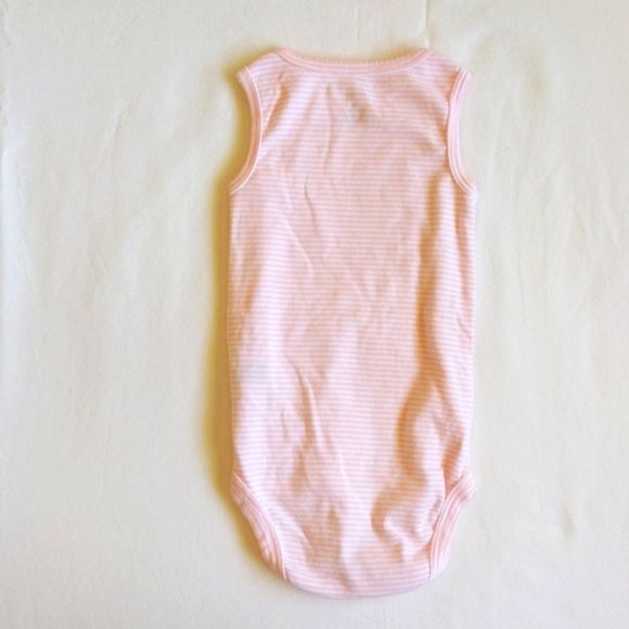 carter's light pink striped sleeveless bodysuit diaper shirt 18 months baby girl - Picture 7 of 7